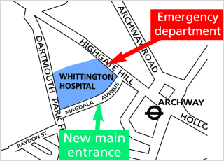 Map of how to get to the Whittington