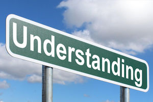 Understanding sign with white writing on a green background