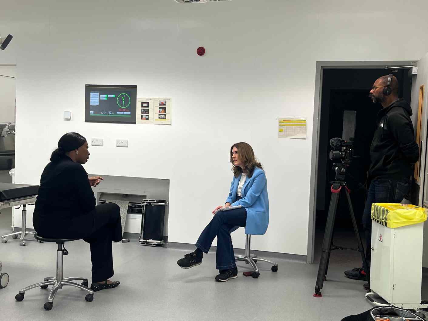Chief Operating Officer Chinyama Okunuga is interviewed by BBC Reporter Leyla Hayes