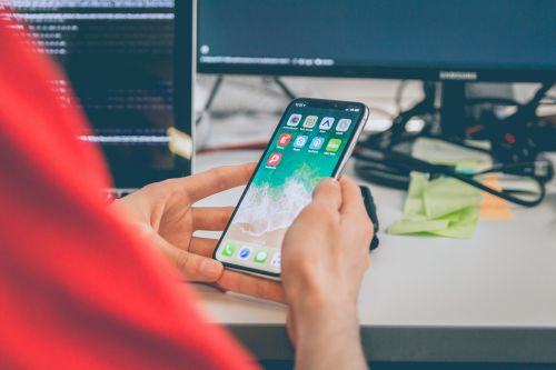 Hand holding a smartphone