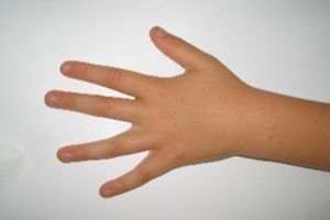 Close up of child hand with white background