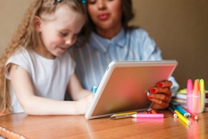 Young girl using an iPad