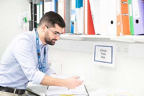 Doctor working on research