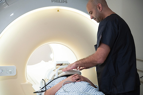 Patient entering a scanner