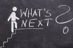 Whats Next written on blackboard
