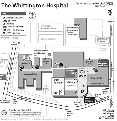 Whittington-Hospital-Campus-Map-w450-h464-bw Whittington-Hospital-Campus-Map-w450-h464-bw