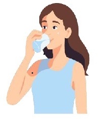 Person drinking from glass of water