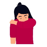 Person coughing into their elbow