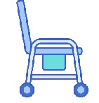 Blue commode chair on wheels