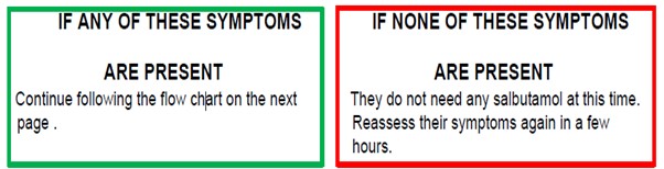 Symptoms - present (green rectangle), not present (red rectangle)
