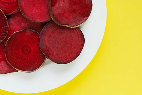 Plate of sliced beetroot Plate of sliced beetroot